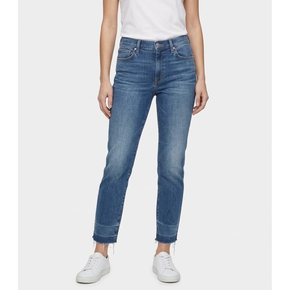 EDWIN Bree‎ Slim Straight Crop Jeans 30 Raw Hem Minimalist Classic Clean Girl